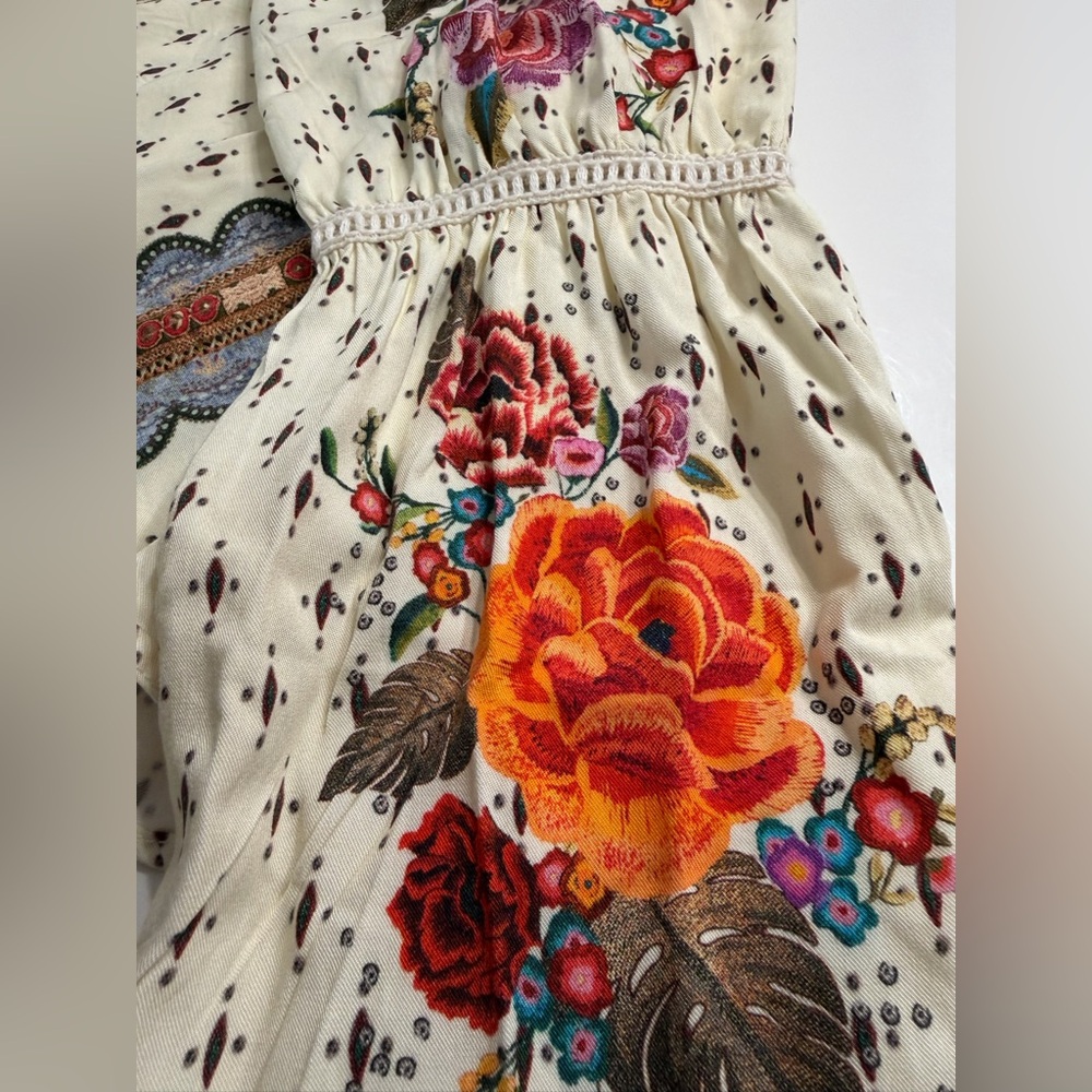 FARM Rio for Anthropologie Cream Floral Boho Long Sleeve Top - Picture 4 of 4